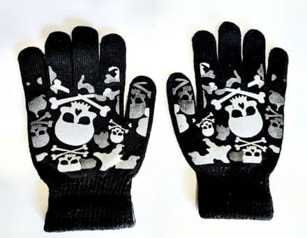 Black with White Skull and Bones Full Glove 22556