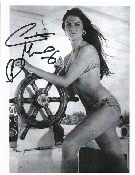 Caroline Munro "Hammer, Bond & Model" Genuine signed autograph 10 by 8 COA 23028