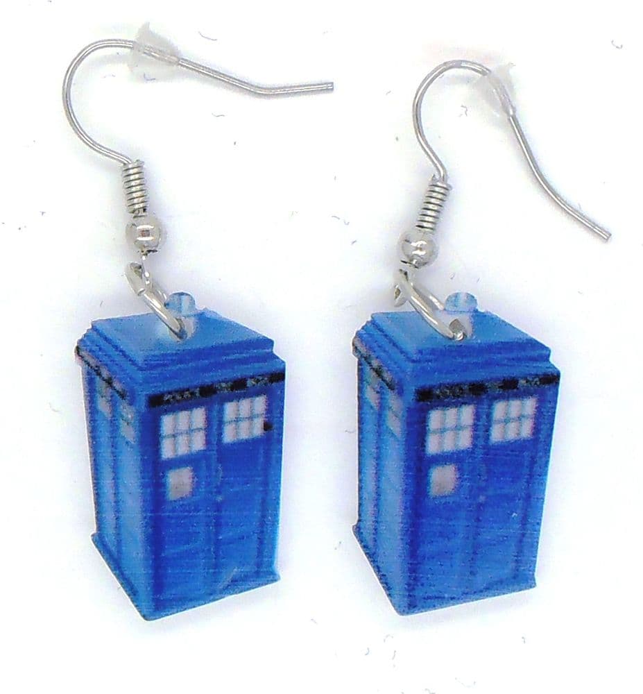 Doctor Who Tardis blue box earrings prop replica