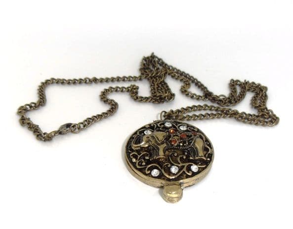 Elephant Photo Frame Pendant Necklace Crystal Rhinestones 2812