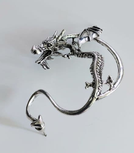 Game of Thrones Dragon Ear Cuff - Curved Tail , SILVER 7006