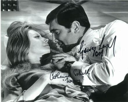 George Lazenby and Catherine Schell BOND 007 genuine signed autograph 10x8 COA