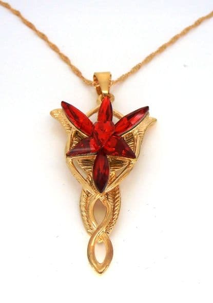 LOTR Arwen Evenstar gold plated pendant necklace 4036