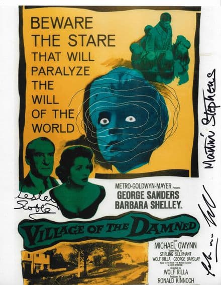 Martin Stephen, Peter Preidel & Lesley Scoble-"VILLAGE OF THE DAMNED" GSA 10x8 COA 7078