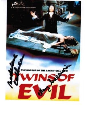 Mary and Madeline Collinson "Twins of Evil" HAMMER HORROR Genuine Signed Autograph 10x8 COA 2478
