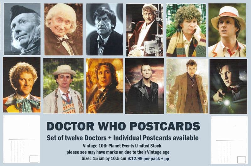 Set 12 Doctors - Postcards - (15cm/10.5cm) unsigned Limited stock 11316