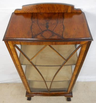 Burr Walnut Single Door China Display Cabinet