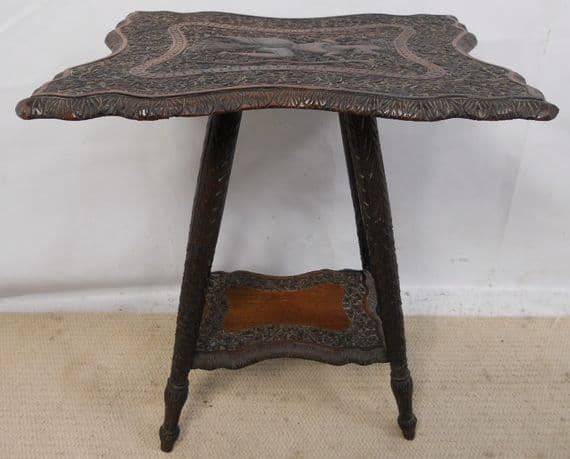 Carved Oriental Hardwood Occasional Table