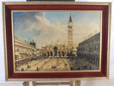 Cushion Framed Canaletto Style Italian Street Scene