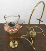 Edwardian Brass & Copper Kettle on Stand