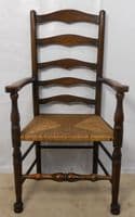 Elm Ladderback Rush Seat Armchair