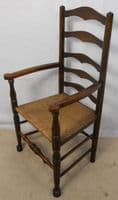 Elm Ladderback Rush Seat Armchair