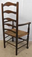 Elm Ladderback Rush Seat Armchair