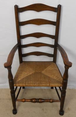 Elm Ladderback Rush Seat Armchair