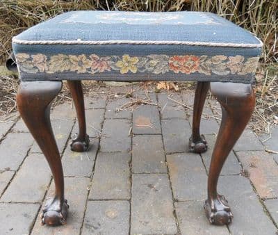 Georgian Style Mahogany Upholstered Stool