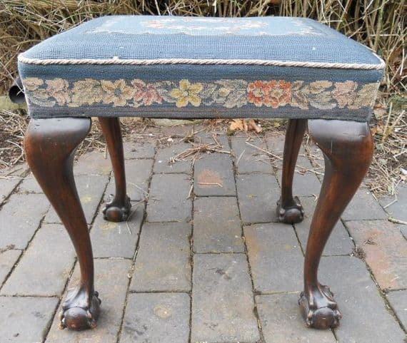 Georgian Style Mahogany Upholstered Stool