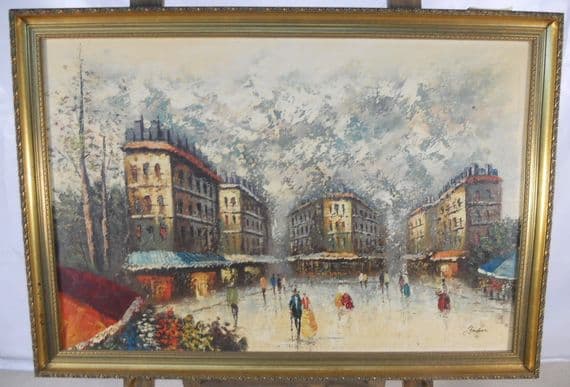 Gilt Frame Oil - Paris Street Scene