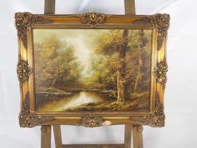 Gilt Framed Canvas - Woodland Scene