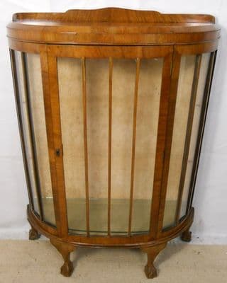 Glass Front Walnut China Display Cabinet
