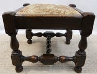Jacobean Style Small Dark Oak Footstool - SOLD