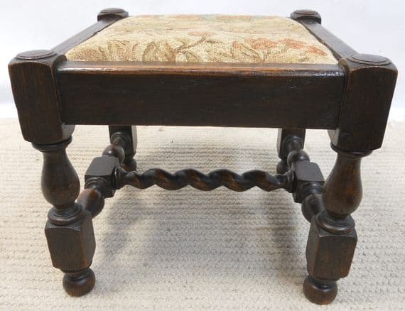 Jacobean Style Small Dark Oak Footstool - SOLD