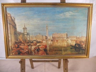 Large Gilt Framed Canvas - Canaletto Style Italian Scene
