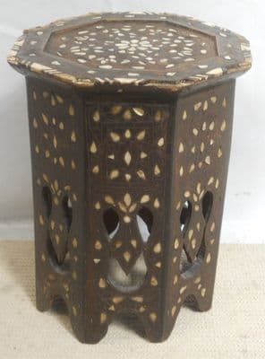 North African Mother of Pearl Inlaid Wooden Occasional Table