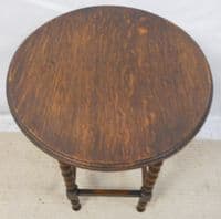 Oak Round Top Bobbin Leg Occasional Table