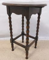 Oak Round Top Bobbin Leg Occasional Table