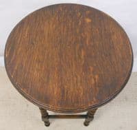 Oak Round Top Bobbin Leg Occasional Table