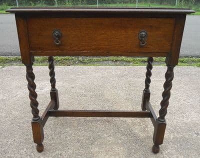 Oak Side Table with Barley Twist Legs