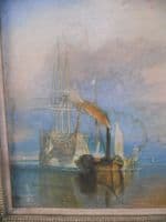 Ornate Framed Canvas Boats Sunset Scene