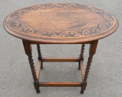 Oval Carved Oak Occasional Table
