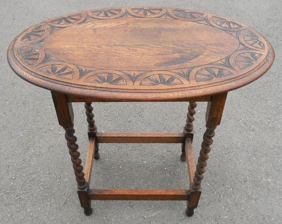 Oval Carved Oak Occasional Table