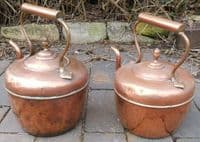 Pair Victorian Copper Kettles