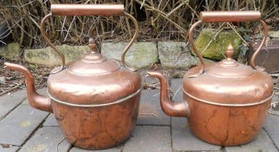 Pair Victorian Copper Kettles