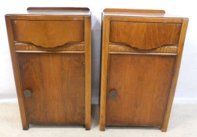 Pair Walnut Veneered Bedside Cabinets