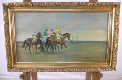 Racehorses - Copy of Munnings in Gilt Frame