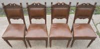 Set of Four Edwardian Carved Walnut Dining Chairs