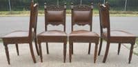 Set of Four Edwardian Carved Walnut Dining Chairs