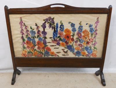 SOLD - Large Edwardian Wooden Framed Firescreen