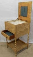 SOLD - Light Oak Barley Twist Leg Sewing Box