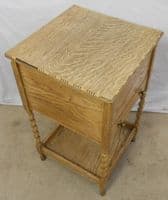 SOLD - Light Oak Barley Twist Leg Sewing Box