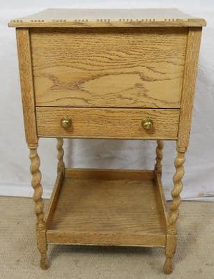 SOLD - Light Oak Barley Twist Leg Sewing Box