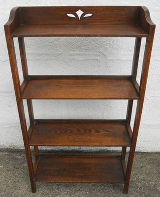 SOLD - Oak Standing Open Bookshelves in Arts & Craft Style