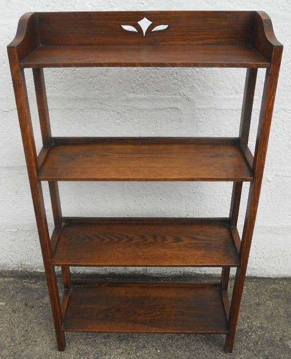 SOLD - Oak Standing Open Bookshelves in Arts & Craft Style
