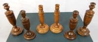 SOLD - Three Pairs Wooden Candlesticks