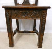 SOLD - Victorian Heavily Carved Dark Oak Hall Chair