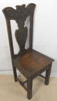 SOLD - Victorian Heavily Carved Dark Oak Hall Chair