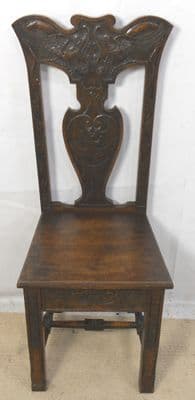 SOLD - Victorian Heavily Carved Dark Oak Hall Chair